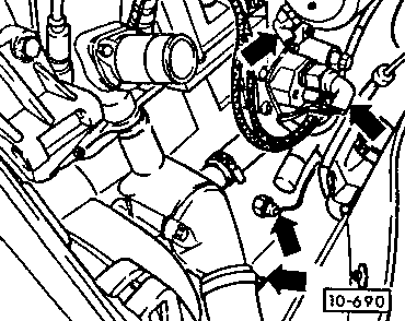 10-690 Detaching various hoses from the left side of the engine
