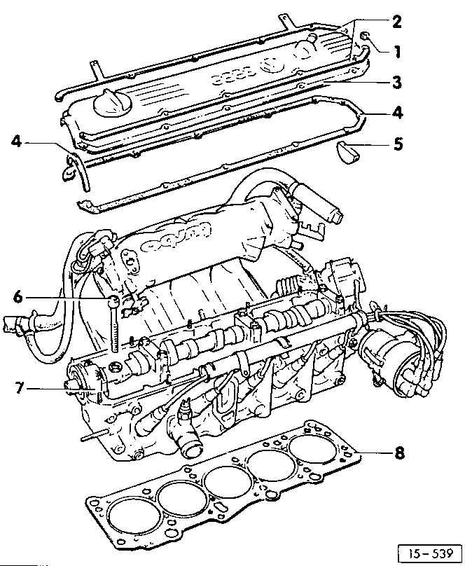 15-539 Removing and refitting the cylinder head
